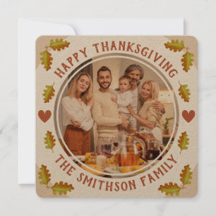 Cute Autumn Oak Leaf Thanksgiving Family Party Invitation