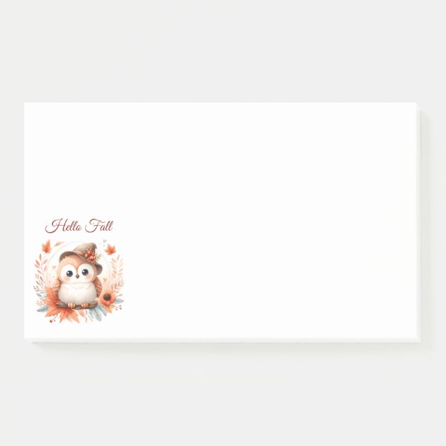 Cute Autumn Owl Sitting on a Branch Post-it Notes (Front)