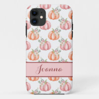 Cute Autumn Pink Watercolor Pumpkin Personalised