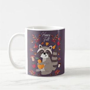 Cute autumn racoon with custom text  coffee mug
