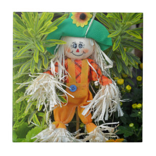 Cute autumn scarecrow decoration ceramic tile