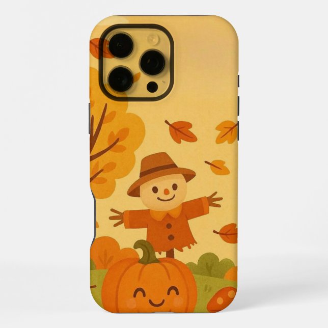 Cute autumn scene with pumpkin and squirrel iPhone case (Back)