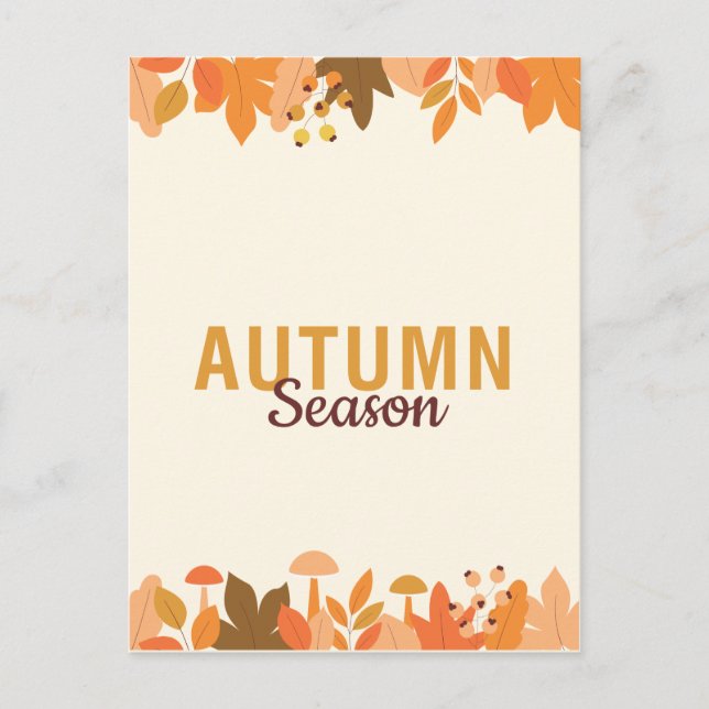 Cute Autumn Season with Leaves  Holiday Postcard (Front)