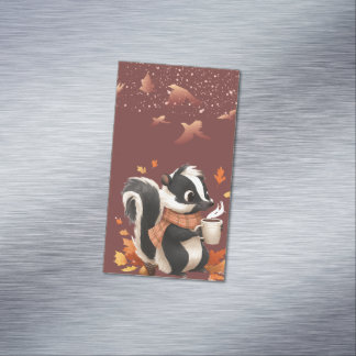 Cute Autumn Skunk Folded Business Card - Cosy Fall