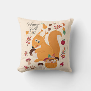 Cute autumn squirrel with custom text cushion