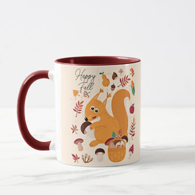 Cute autumn squirrel with custom text   mug (Left)