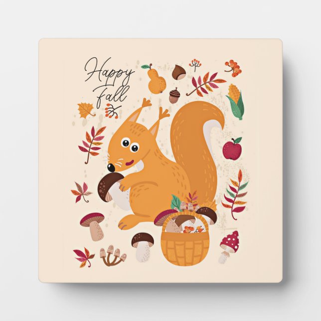 Cute autumn squirrel with custom text   plaque (Front)