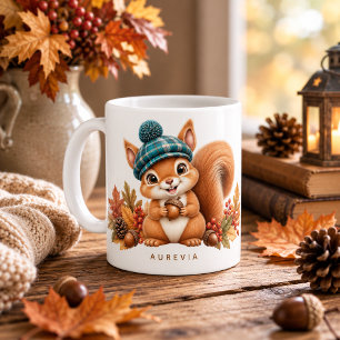 Cute Autumn Squirrel with Plaid Hat – Woodland Fal Coffee Mug