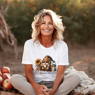 Cute Autumn Vibes Watercolor Gnome T-Shirt