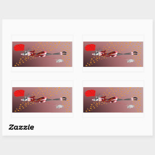 Cute Autumn Winter Scene Dog & Lady Rectangular Sticker