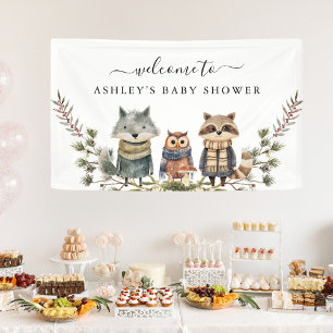 Cute Autumn Woodland Baby Shower Welcome Banner