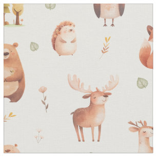 Cute Autumn Woodland Forest Animal Critters  Fabric