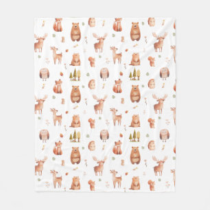 Cute Autumn Woodland Forest Animal Nursery Fleece Blanket