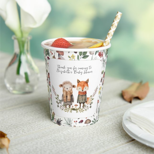 Cute Autumn | Woodland Forest Baby Shower Paper Cups (Insitu)