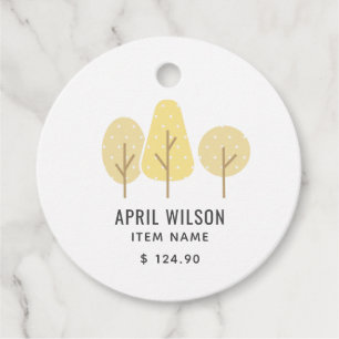 CUTE AUTUMN YELLOW TREE TRIO LANDSCAPING PRICE FAVOUR TAGS