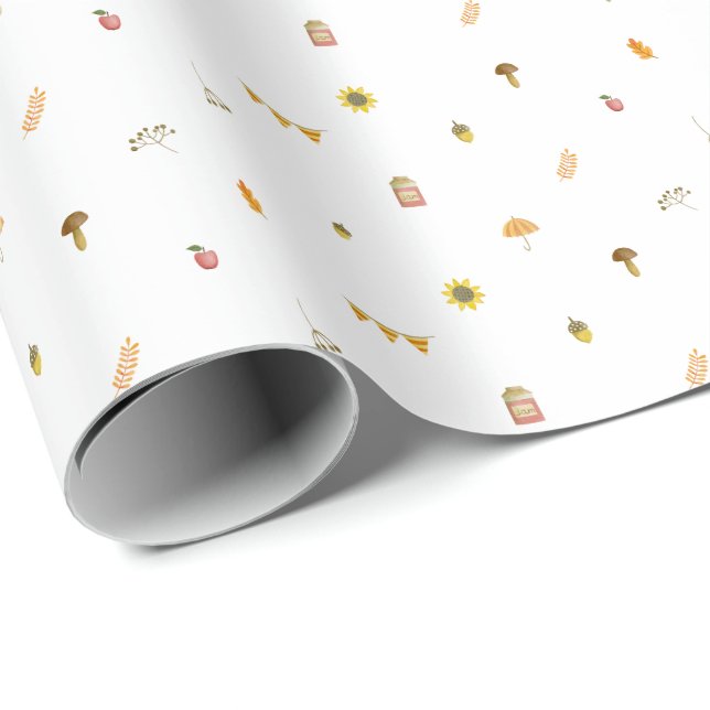 Cute Autumnal Elements Pattern. Wrapping Paper (Roll Corner)