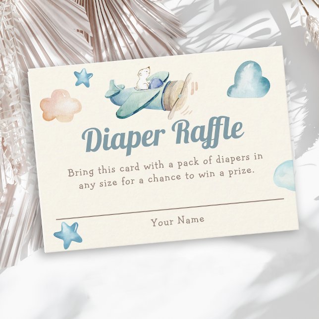 Cute Aviation Theme Baby Shower Diaper Raffle Enclosure Card (Creator Uploaded)