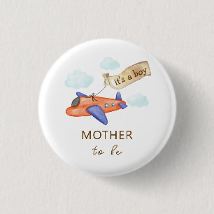 Cute Aviator Airplane Mother To Be Baby Shower 3 Cm Round Badge