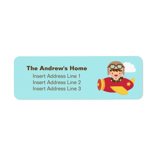 Cute Aviator Boy Aeroplane Adventure For Boys Return Address Label