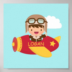 Cute Aviator Boy Aeroplane Boys Room Decor