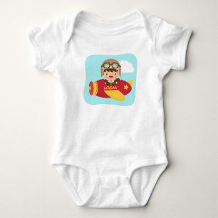 Cute Aviator Boy Aeroplane For Baby Boys Bodysuit