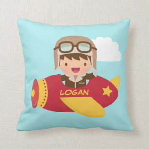 Cute Aviator Boy Aeroplane Kids Room Decor Cushion