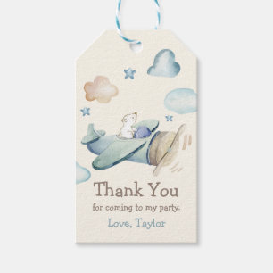 Cute Aviator Theme Toddler Boy's Birthday Party Gift Tags