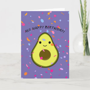 Cute  Avo Happy Birthday Avocado Pun Card