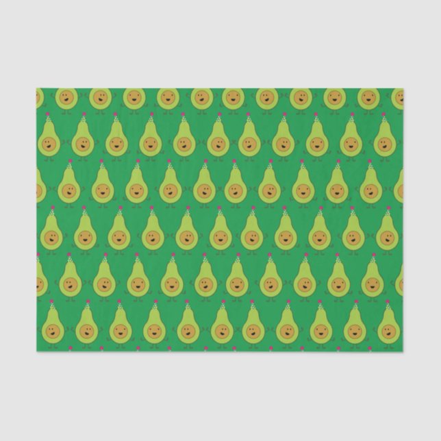 Cute Avocado 1st Birthday Party Tissue Paper (Front)