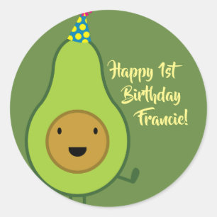 Cute Avocado 1st Birthday Sticker Seals