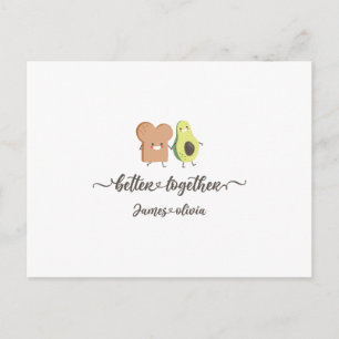 Cute Avocado and Toast Better Together Personalize Postcard