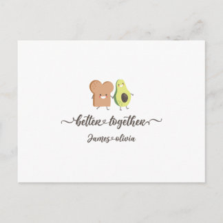 Cute Avocado and Toast Better Together Personalize Postcard
