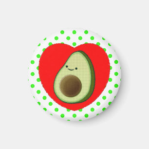 Cute Avocado Cartoon In Red Heart Magnet