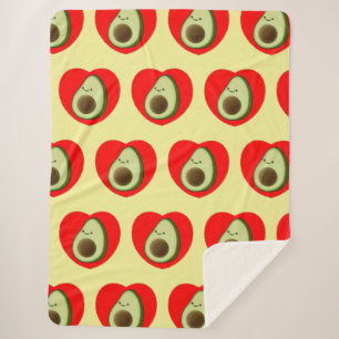 Cute Avocado Cartoon In Red Heart Sherpa Blanket