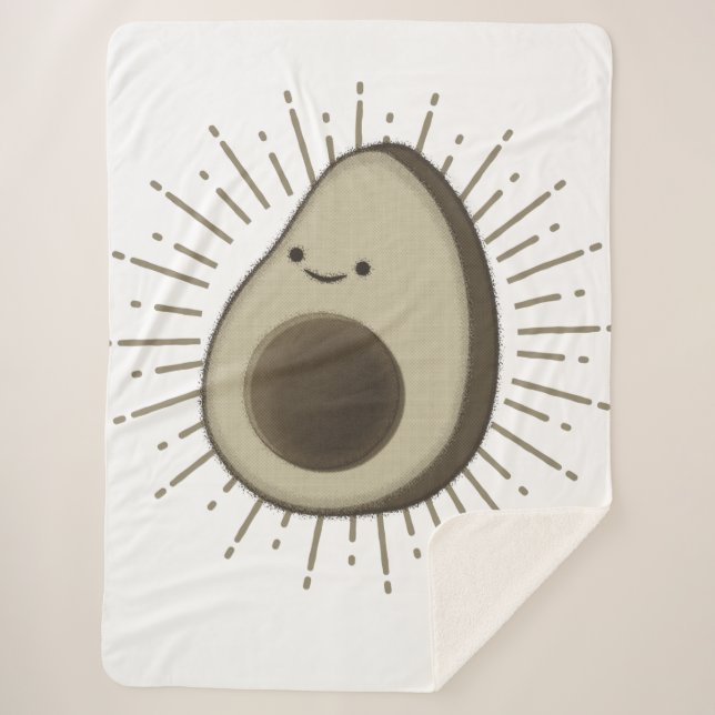 Cute Avocado Cartoon In Vintage Style Sherpa Blanket (Front)