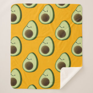 Cute Avocado Cartoon Pattern Sherpa Blanket