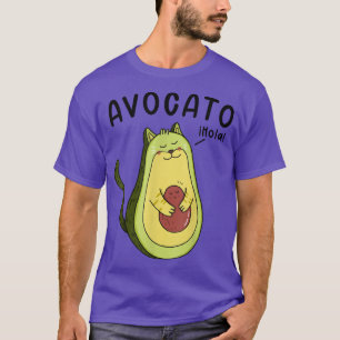 Cute Avocado Cat Funny Cartoon Kitten Pet Lovers  T-Shirt