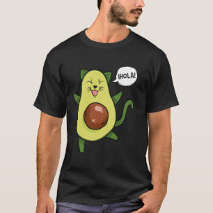 Cute Avocado Cat Saying Hola Fun Spanish Pun T-Shirt