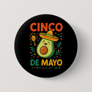 Cute Avocado Cinco De Mayo Fiesta Party Celebratio 6 Cm Round Badge