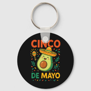 Cute Avocado Cinco De Mayo Fiesta Party Celebratio Key Ring