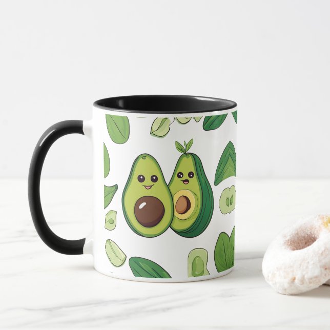 Cute Avocado Couple Phone Case | Funny Kawaii Frui Mug (With Donut)