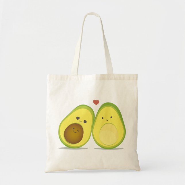 Cute avocado couple tote bag (Front)