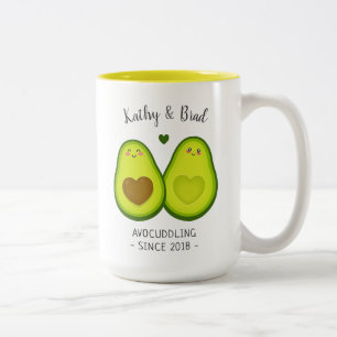 Cute Avocado Cuddle Customised Gift For Him Her Two-Tone Coffee Mug