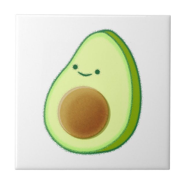 Cute Avocado Drawing Ceramic Tile (Front)