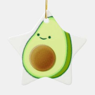 Cute Avocado Drawing Ceramic Tree Decoration
