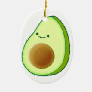 Cute Avocado Drawing Ceramic Tree Decoration
