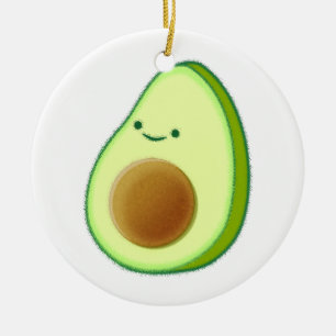 Cute Avocado Drawing Ceramic Tree Decoration