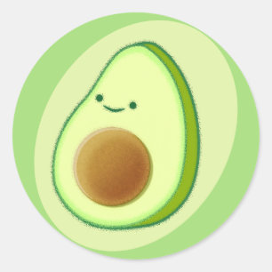 Cute Avocado Drawing Classic Round Sticker