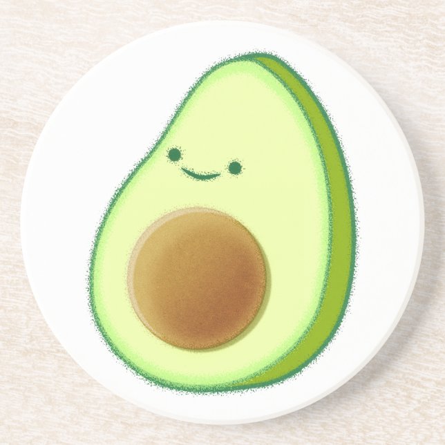 Cute Avocado Drawing Coaster (Front)