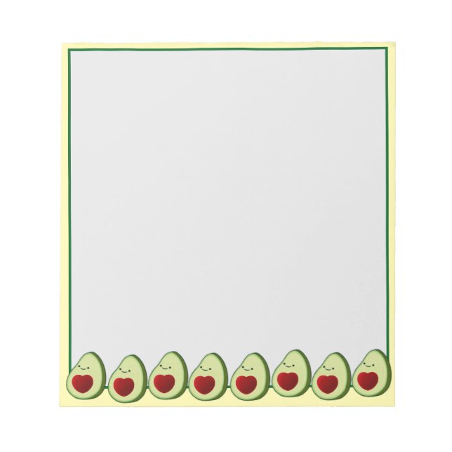 Cute Avocado Drawing Custom Yellow and Green Notepad (Front)
